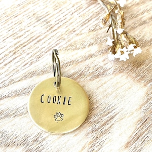 Brass Dog Name Tag brass dog keychain brass dog ID tag Brass Mountain Dog Tag Hand stamped Dog ID Personalised Dog keytag Silver Copper Gold