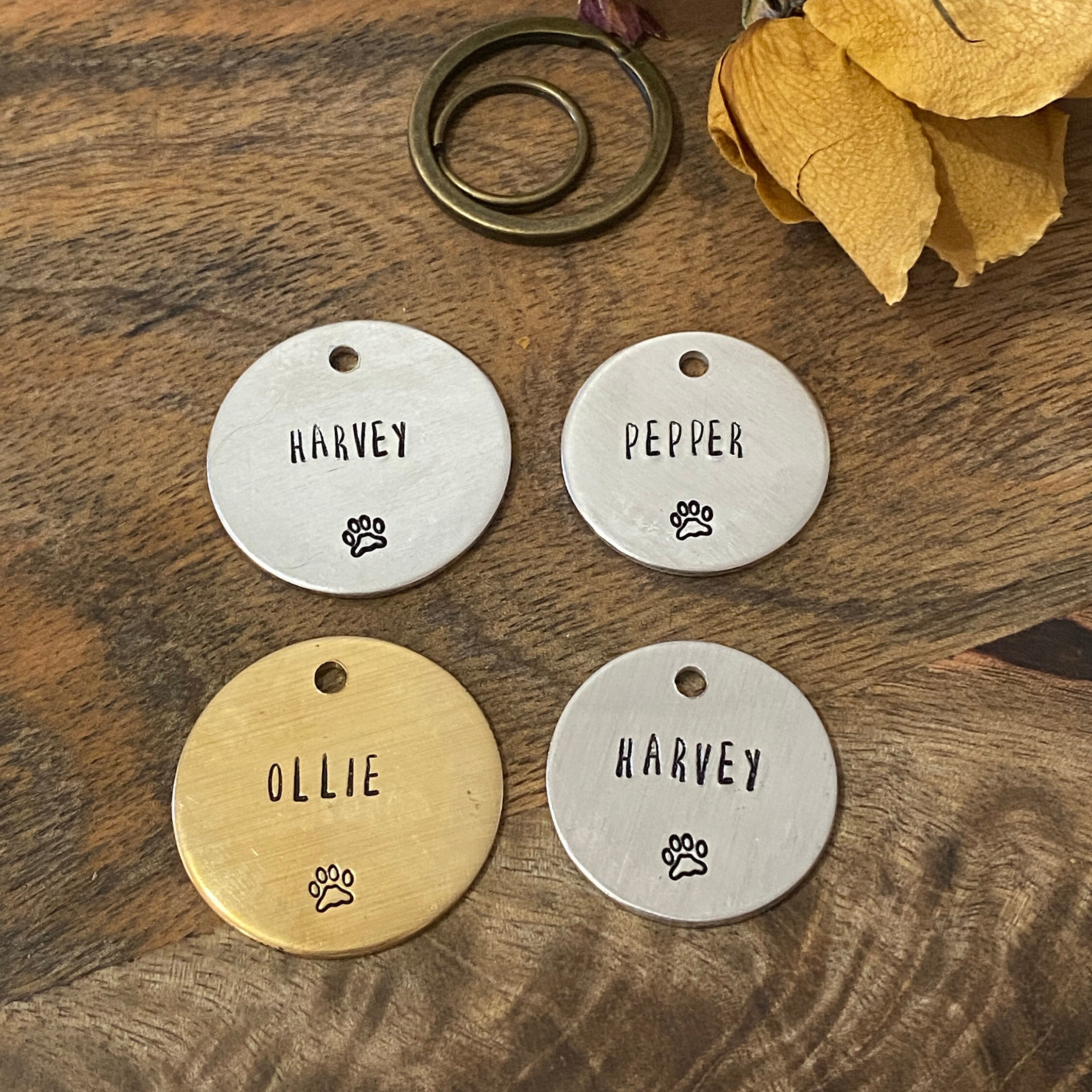 Brass Dog Name Tag brass dog keychain brass dog ID tag Brass Etsy