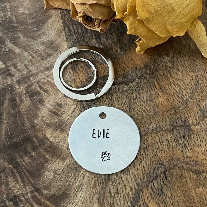 Brass Dog Name Tag Brass Dog Keychain Brass Dog ID Tag Brass Etsy
