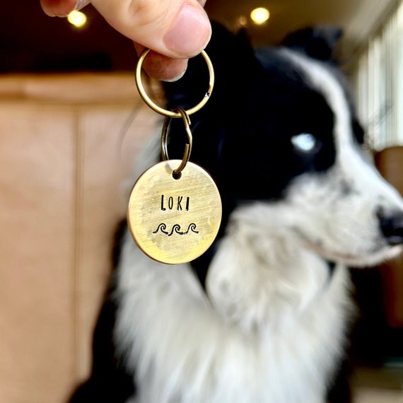 Dog Tags, Dog Tags for Dogs, Dog Tag with Waves, Pet ID Tag, Custom Dog Tag, Pet Supplies, Hand Stamped Tag, Wave dog tag, beach pet id