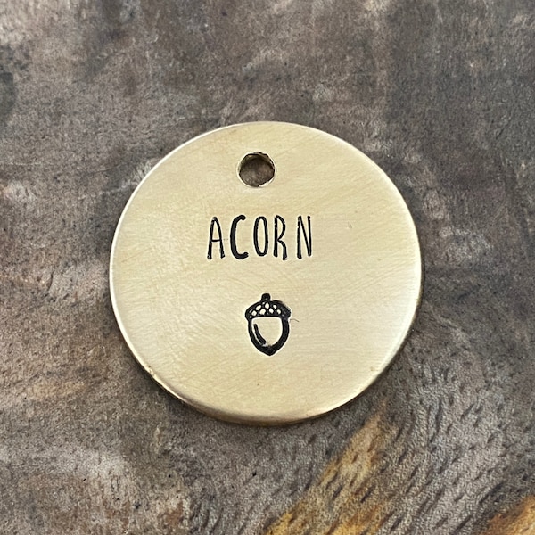 Dog ID Tag, Dog Name Tag, Cute Dog Tag, Acorn Dog Tag, Pet ID Tag, Pet Name Tag, Metal Pet Tag, Puppy ID Tag, Ocean Dog Tag, Brass Pet Id