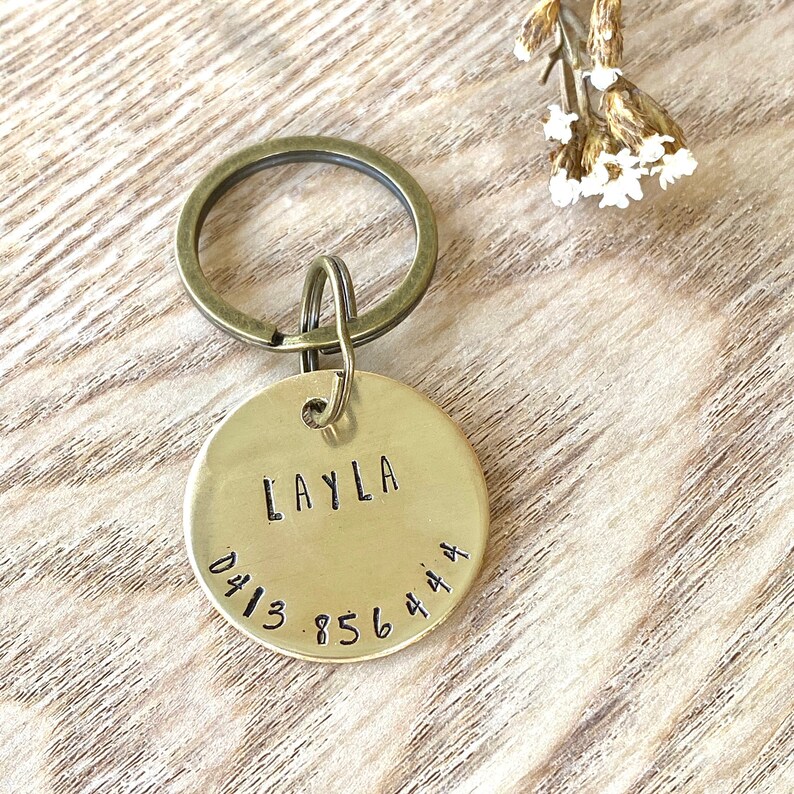 Brass Pet Name Tag brass Pet keychain brass Pet ID tag Brass Etsy