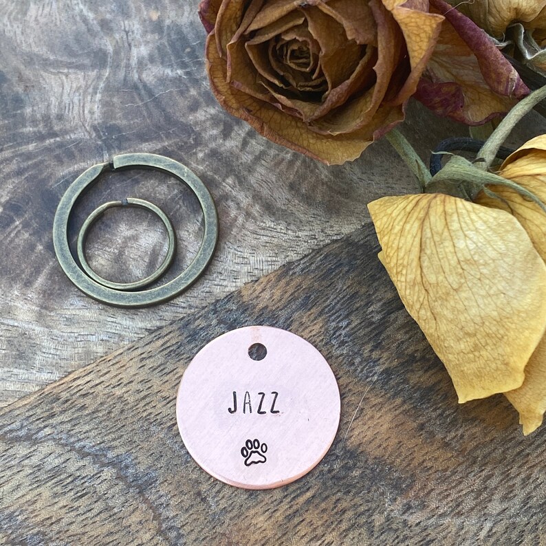Brass Dog Name Tag Brass Dog Keychain Brass Dog ID Tag Brass Etsy