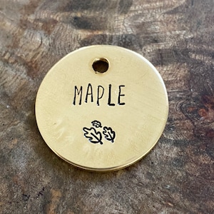 Leaf Dog Tag for dogs, Dog Tag with Leaves, Garden Dog ID Tag, Cat Name Tag, Dog Tag Girl Dog, Dog Tag Boy Dog, Nature Dog Name Tag, Brass