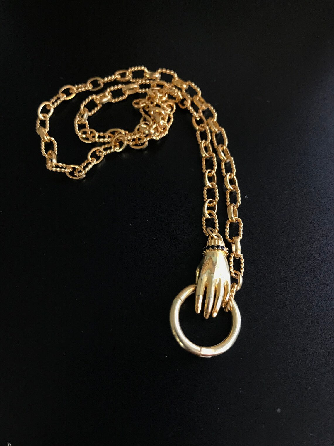 Vintage style hand necklace. Etsy