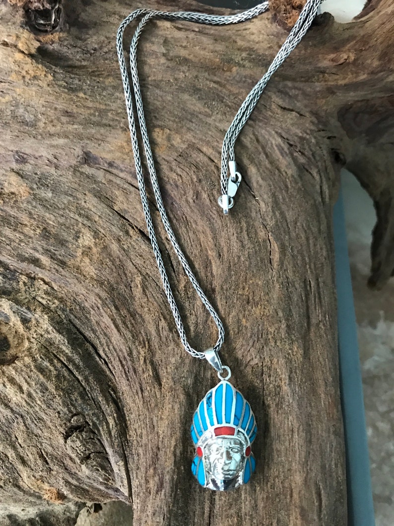 Native American Turquoise Silver Pendant Native American silver pendant