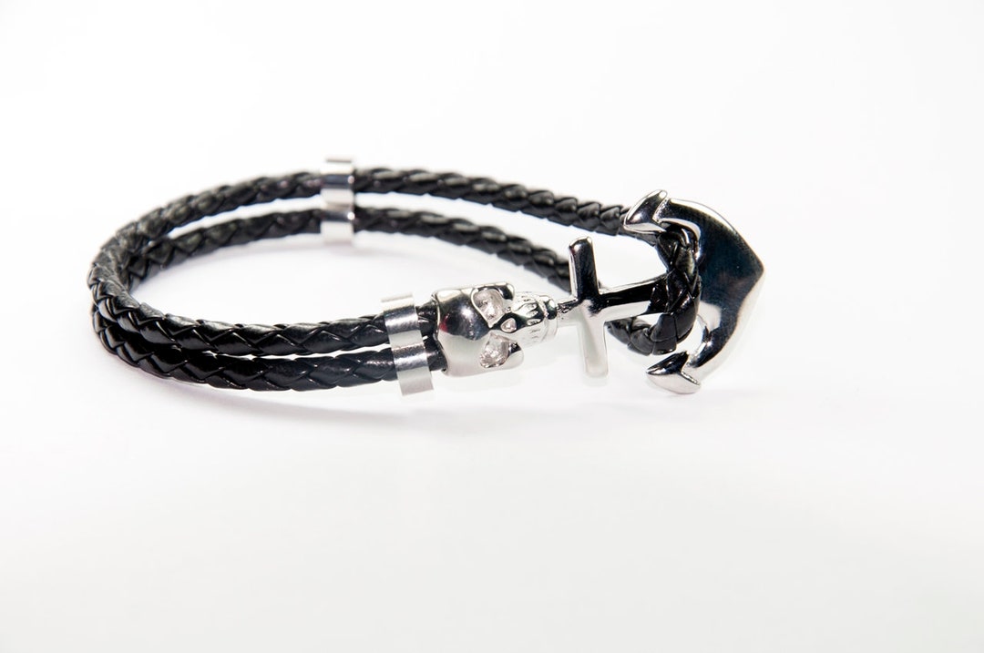Skull , Bike Style Leather Braclet Pirates of the Caribbean Steel Leather Bracelet,skull,bike