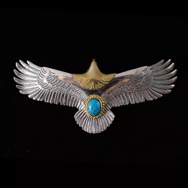 Goro Takeshi Big eagle silver necklace, big eagle pendant silver
