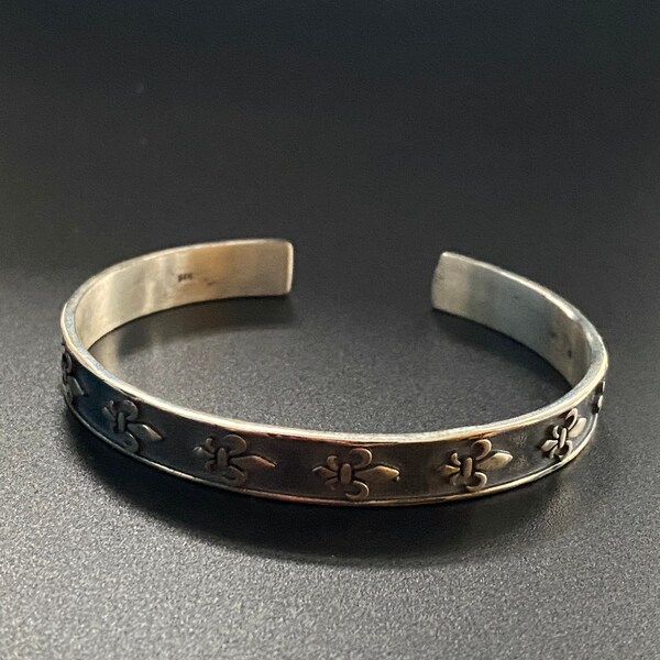 Bracelet pour homme en argent avec symbole du lys, symbole du chevalier, bracelet pour homme FLEUR DE LIS