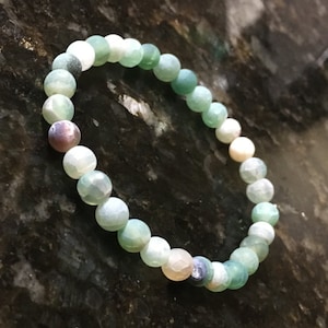 Green Sea Glass Bead Bracelet