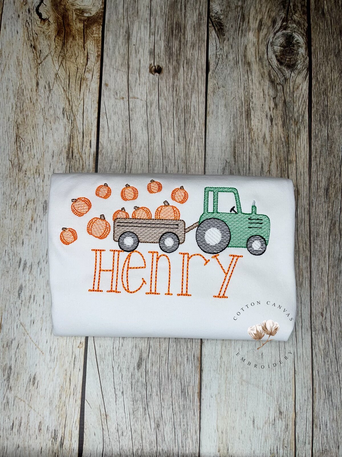 Unisex Fall Shirt / Pumpkin Tractor / Fall Embroidery / Fall Outfit /…