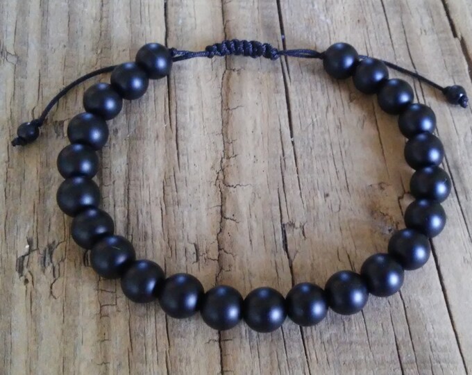 Shungite Stone Bead Bracelet Matte Black Shungite Crystals Etsy