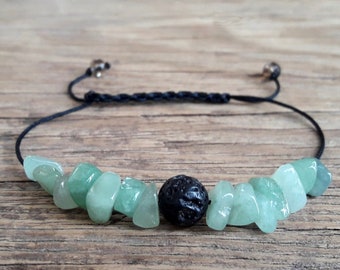 Positive energy bracelet raw nephrite jade bracelet lava essential oil diffuser bracelet chips bracelet rough green jade bracelet calm gifts