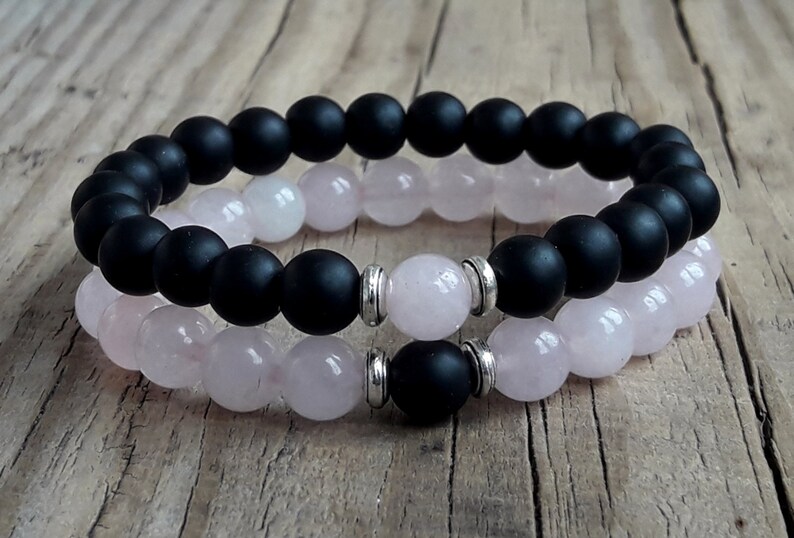 Best couple bracelets couple anniversary bracelets couple matching bracelets rose quartz bracelet shungite bracelet gift for his and her