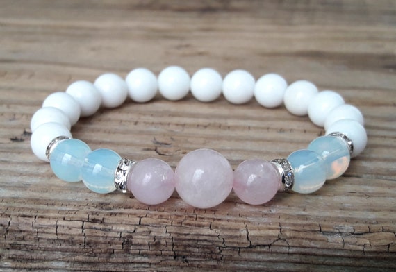 Healing Bracelet,Gift for her Rose Quartz Cord Bracelet Unisex Bracelet Minimalist Jewelry Moonstone Cord Bracelet Yoga Jewelry