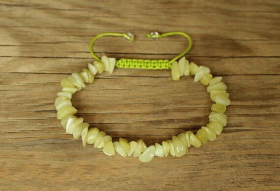 Natural Peridot Chips Bracelet Crystal Bracelet Peridot Bracelet