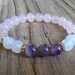 Moonstone amethyst rose quartz gemstone bracelet rose quartz amethyst moonstone stone bead stretch bracelet fertility healing bracelet gift 