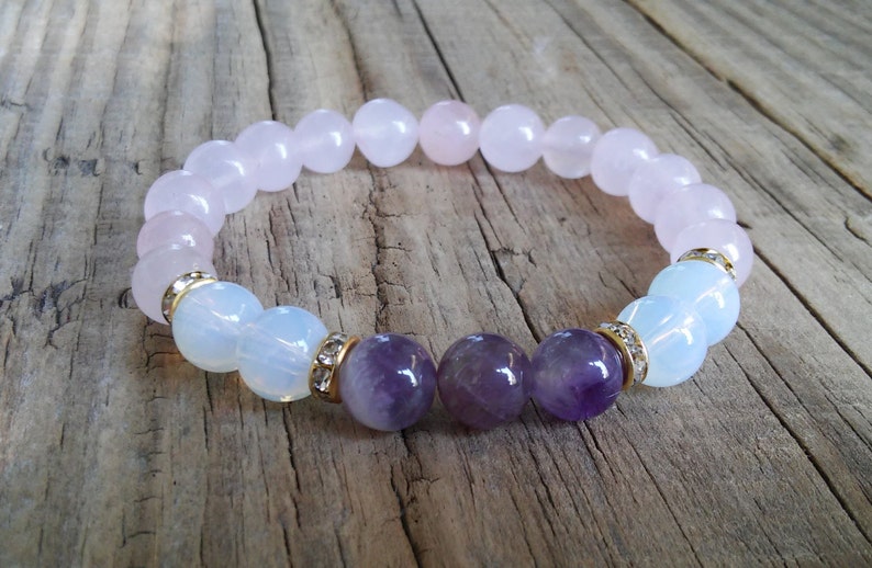 Healing Bracelet,Gift for her Rose Quartz Cord Bracelet Unisex Bracelet Minimalist Jewelry Moonstone Cord Bracelet Yoga Jewelry