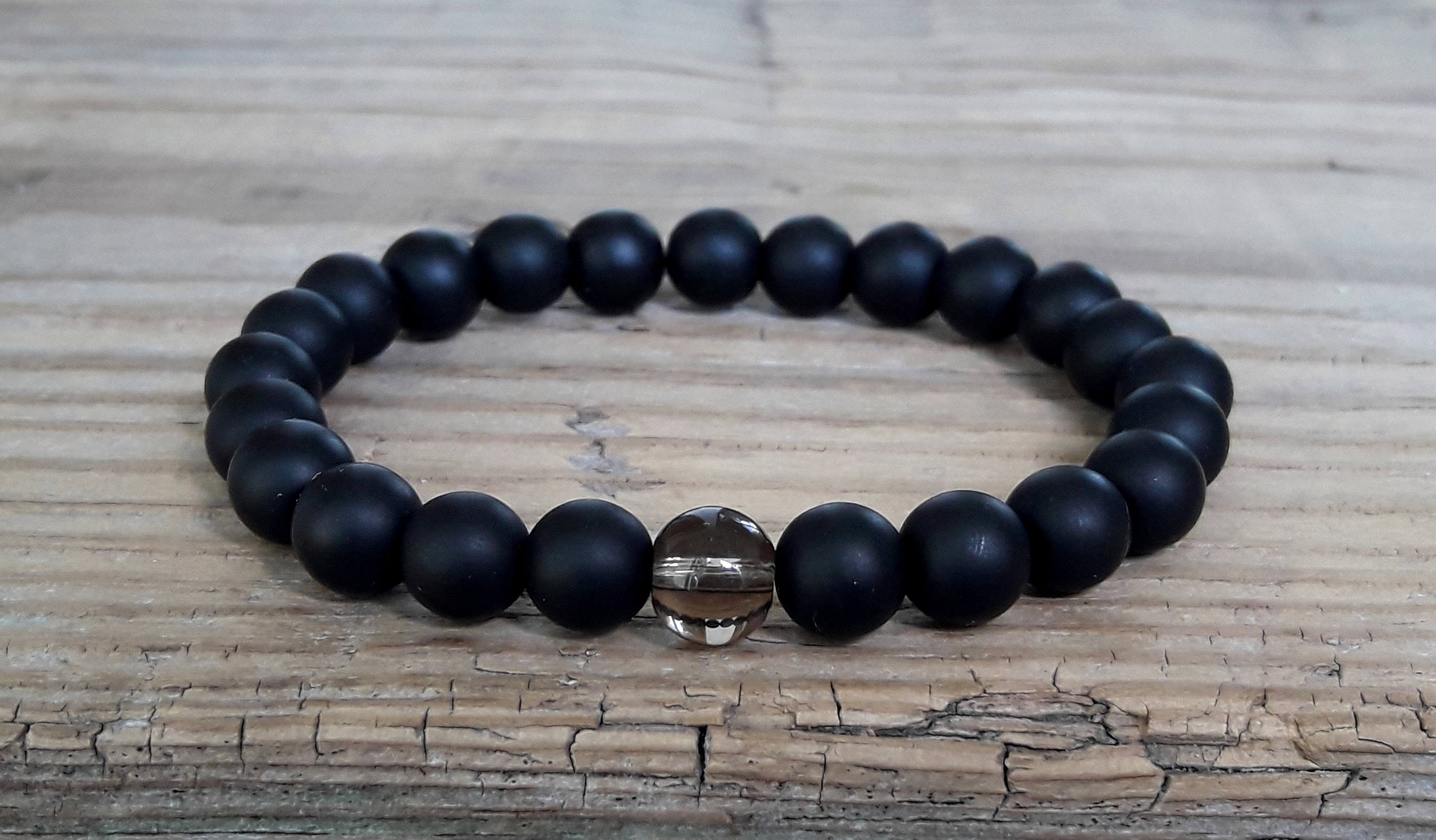 Black obsidian bracelet depression healing bracelet smoky quartz yoga…
