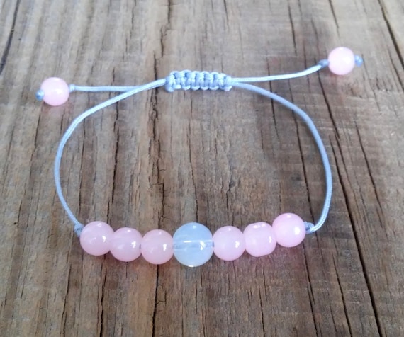 Healing Bracelet,Gift for her Rose Quartz Cord Bracelet Unisex Bracelet Minimalist Jewelry Moonstone Cord Bracelet Yoga Jewelry