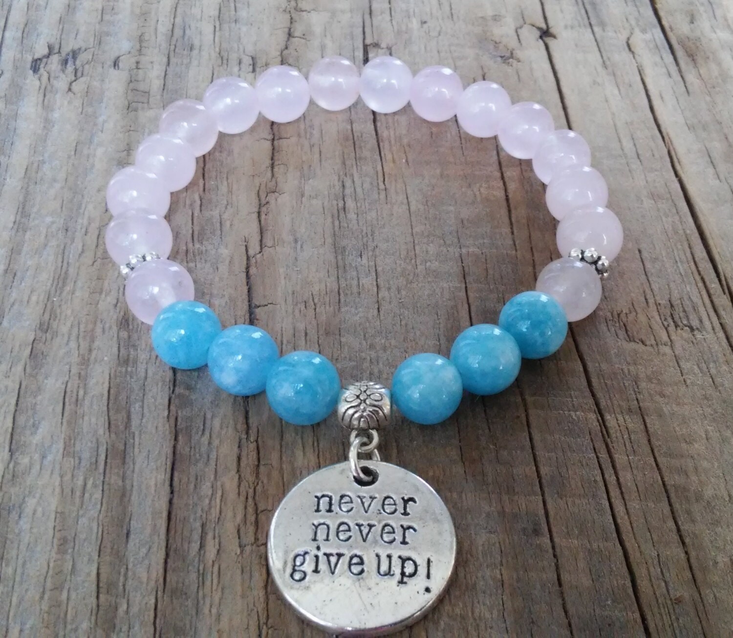 Rose quartz and aquamarine bracelet Clearance