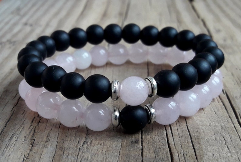 Best couple bracelets couple anniversary bracelets couple matching bracelets rose quartz bracelet shungite bracelet gift for his and her