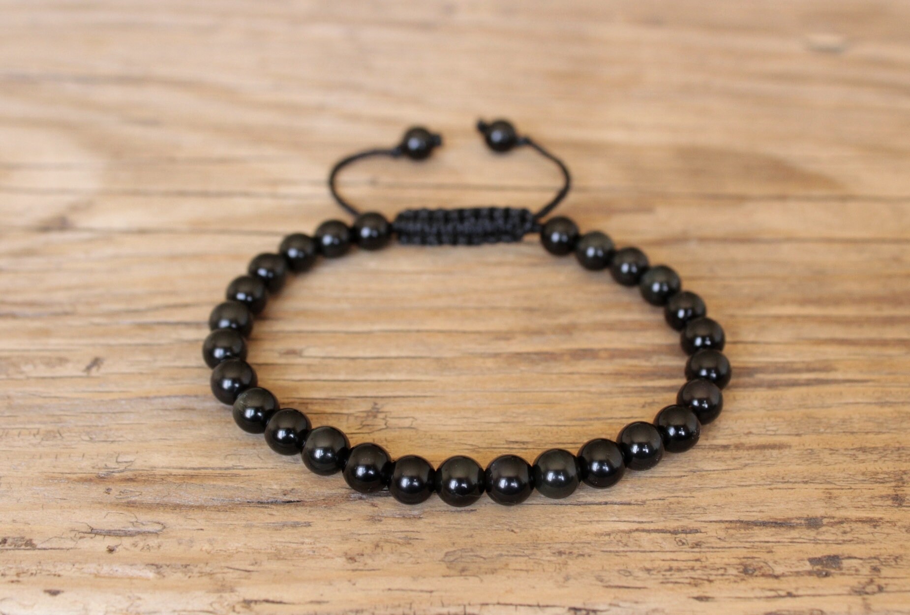 Black obsidian bracelet obsidian adjustable bracelet black obsidian m…