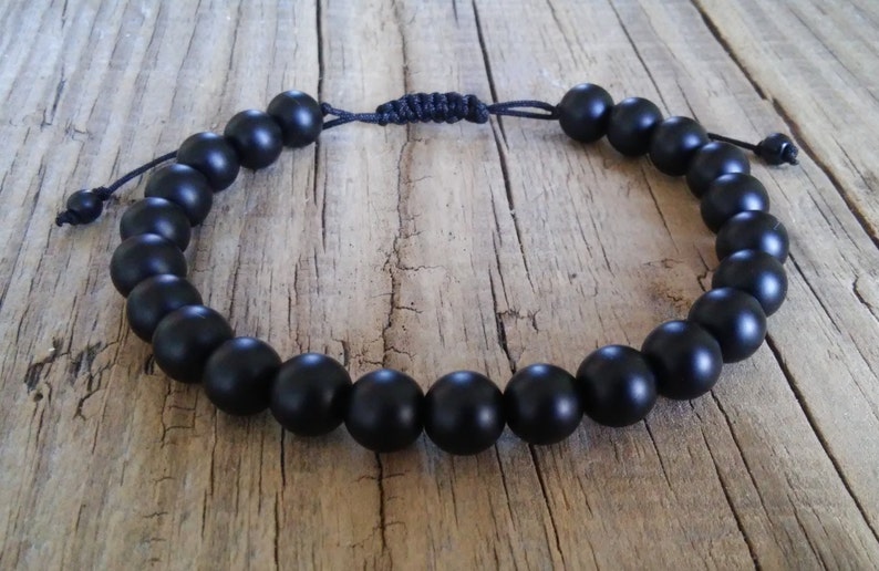 Shungite Stone Bead Bracelet Matte Black Shungite Crystals Etsy UK