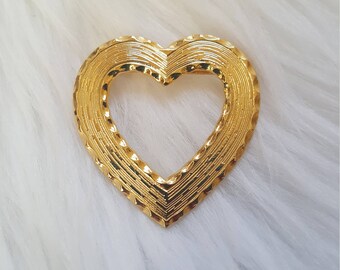 Vintage Gold Toned Heart Brooch Pin  Hollow Heart Shape Delicate Looking Mother's  Day gift add to cute  Stuffed Animal for an Adult gift.