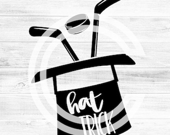 SVG Clipart Hockey Hat Trick / Wood Sign / Hockey Shirt / Hockey Mom / PNG for Silhouette, Cricut