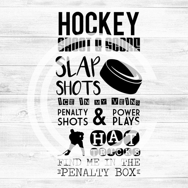 SVG Clipart Hockey Word Art / Wood Sign / Hockey Mom / Shirt Sign PNG Silhouette, Cricut, SVG compatible machines