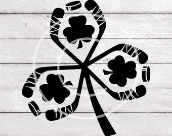 SVG Clipart Shamrock Hockey St Patrick's Day for Silhouette, Cricut, SVG compatible machines