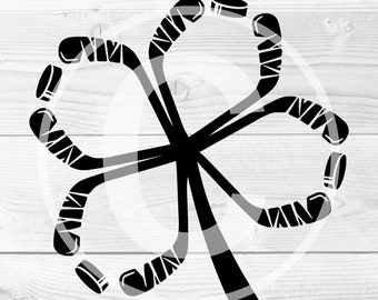 SVG Clipart Shamrock Four Leaf Clover Hockey St Patrick's Day for Silhouette, Cricut, SVG compatible machines