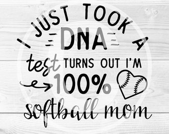 SVG Clipart Softball Mom DNA Test Silhouette, Cricut, SVG compatible machines