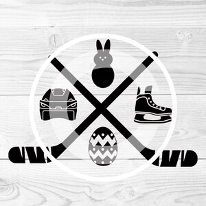 SVG Clipart Hase Peeps Frühling Hockey Ostern für Silhouette, Cricut, SVG kompatible Maschinen