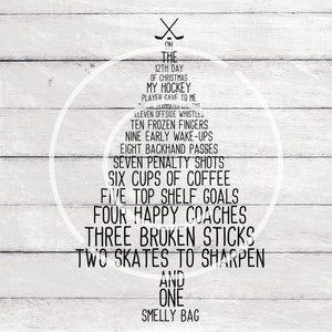 SVG Clipart 12 Days Hockey Christmas / Wood Sign / Hockey Shirt / PNG Silhouette, Cricut, SVG machines compatibles