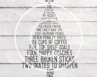 SVG Clipart 12 Days Hockey Christmas / Wood Sign / Hockey Shirt / PNG Silhouette, Cricut, SVG compatible machines