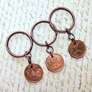 Personalisierter Jahr Kanadischer oder USA Penny Schlüsselbund, benutzerdefinierte Penny Lucky Coin Geschenk