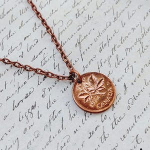Collier penny canadien personnalisé, choisissez votre année