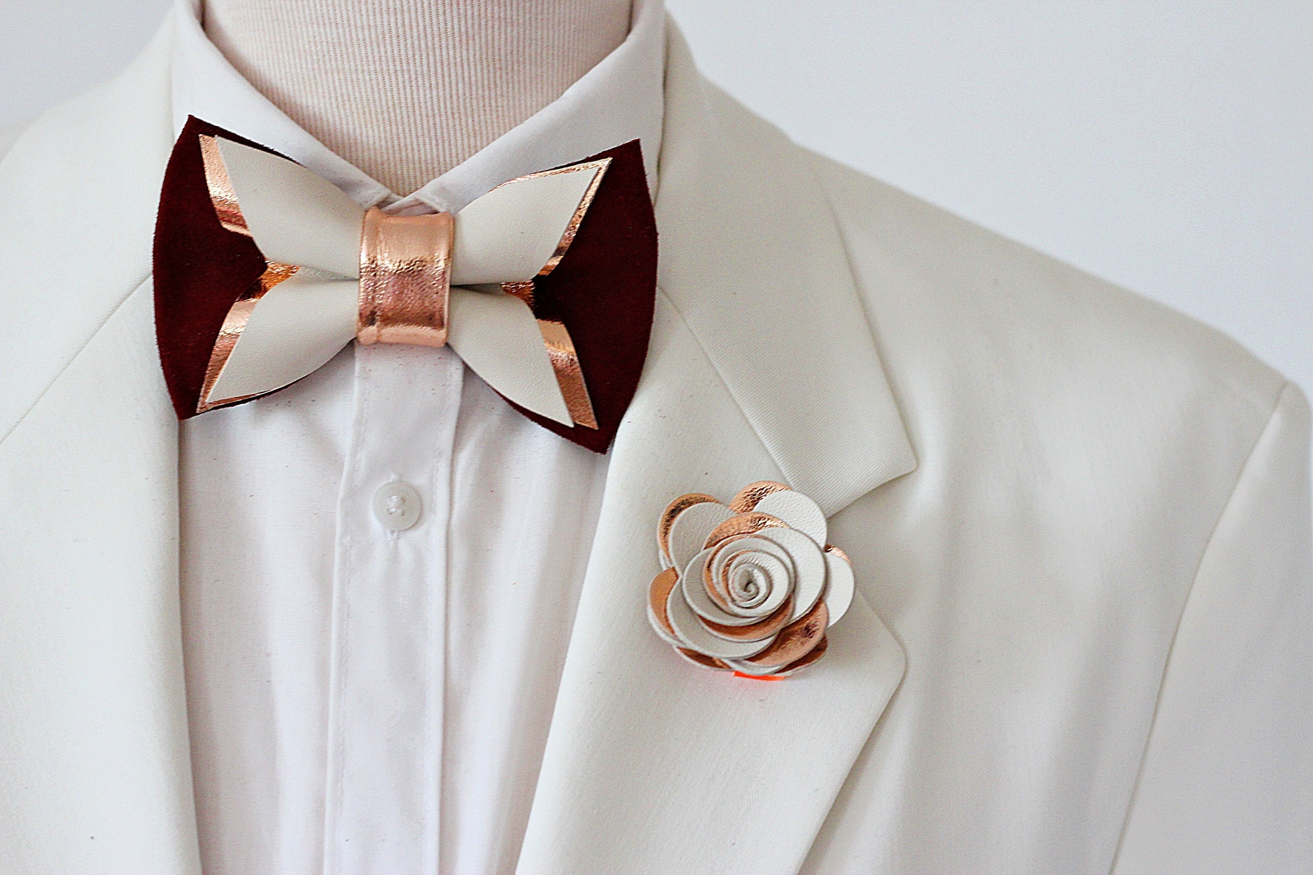 Rose Gold Burgundy Vine Red Ivory ANZUGSFLIEGE Mens Bow Tie - Etsy