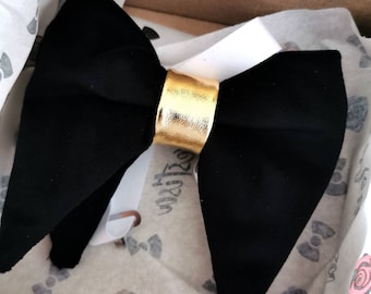 Black custom velvet wedding bow tie,big oversized bowtie GOLD bow tie, butterfly bow tie, black velvet large formal tuxedo bow tie prom suit