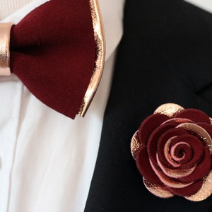 mens rose gold bow tie and suspenders