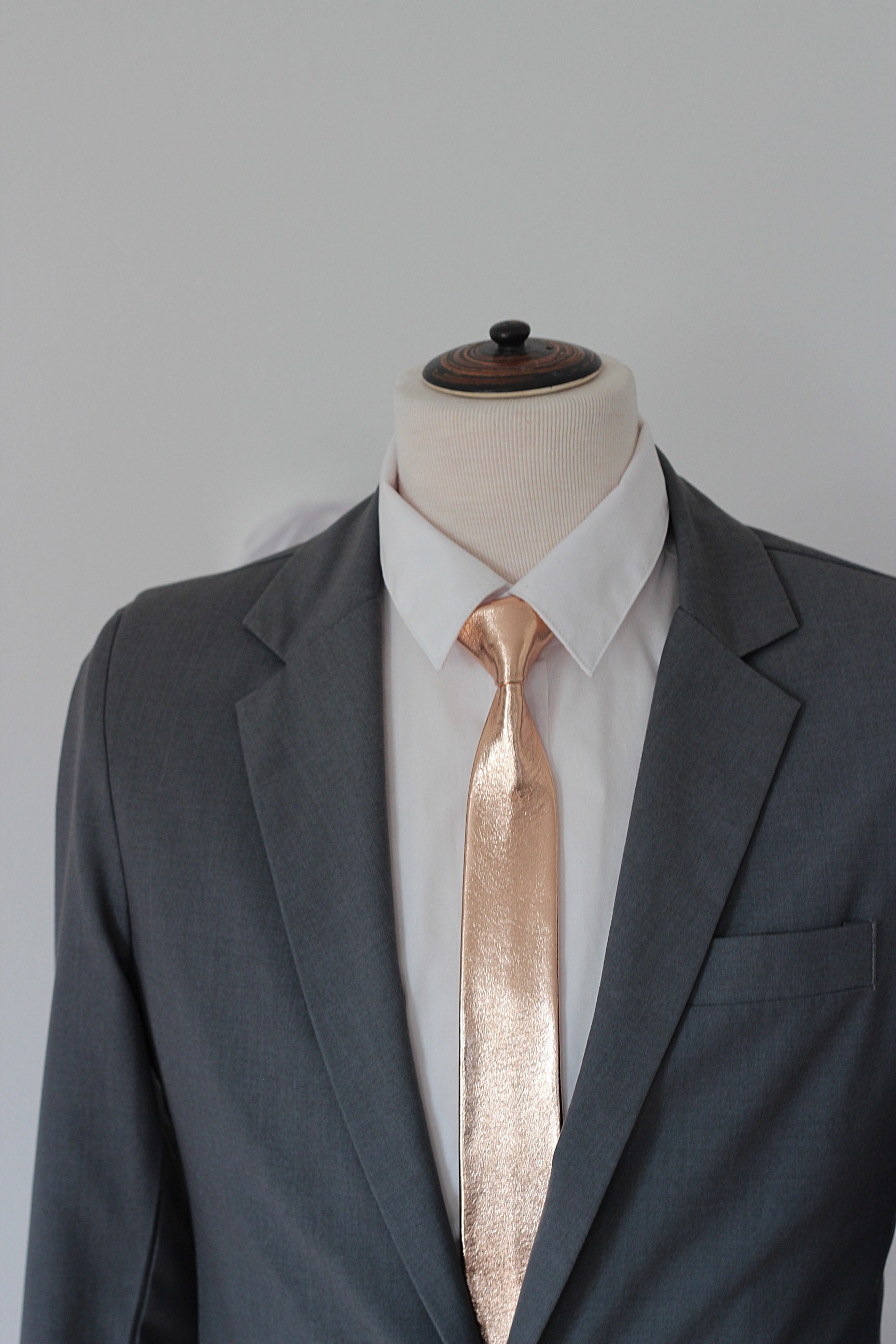 Rose Gold leather neck tie for men boys rose gold wedding | Etsy