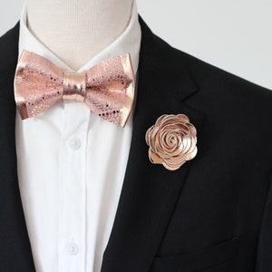 Rose Gold Metallic Bow Tie Blush Pink Bow Tie Men Copper - Etsy