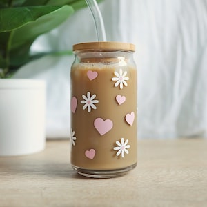 Iced Coffee and Sunshine Cup, Iced Coffee Glass Cup, Cute Aesthetic Gl –  Powered By Daisies