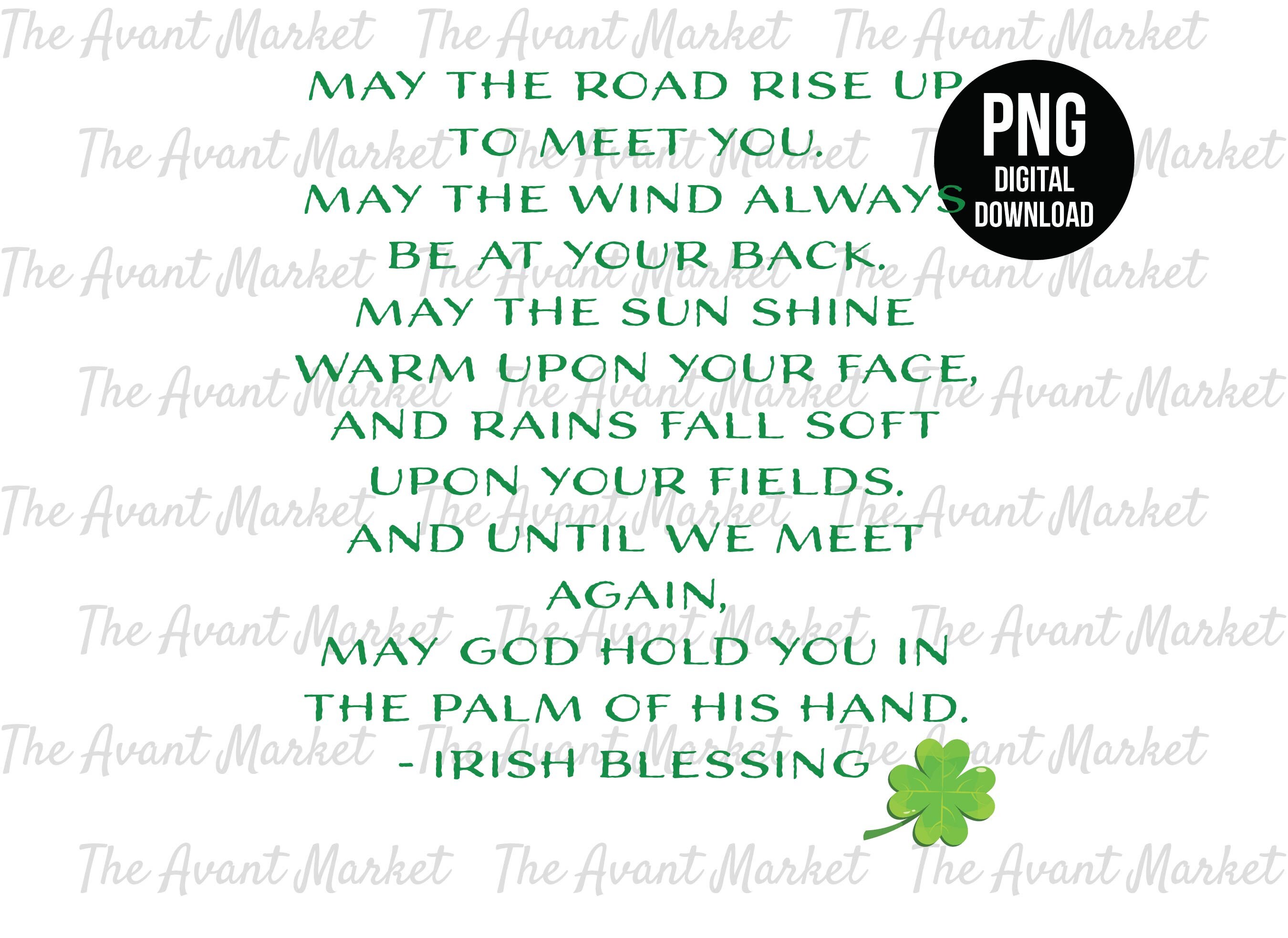 Irish Blessing PNG St Patrick's Clover Sublimation Instant Digital