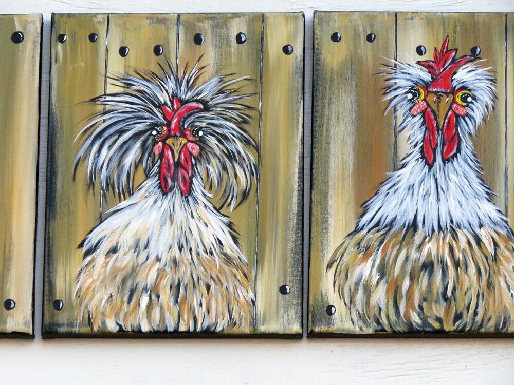 Original Acrylic Painting Farm Animal Wall Art Whimsical Primitive