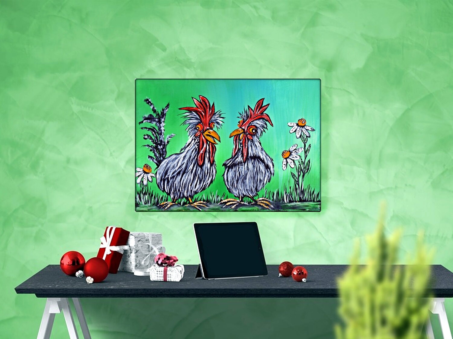 Original Acrylic Painting, Farm Animal Wall Art, Whimsical ...