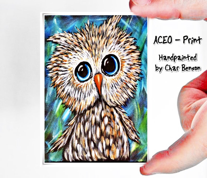 Owl ACEO Prints Miniature Owl Paintings Gift for Owl Lover Set of Three Artist Trading Cards Owl Fine Art Prints ACEO Collections