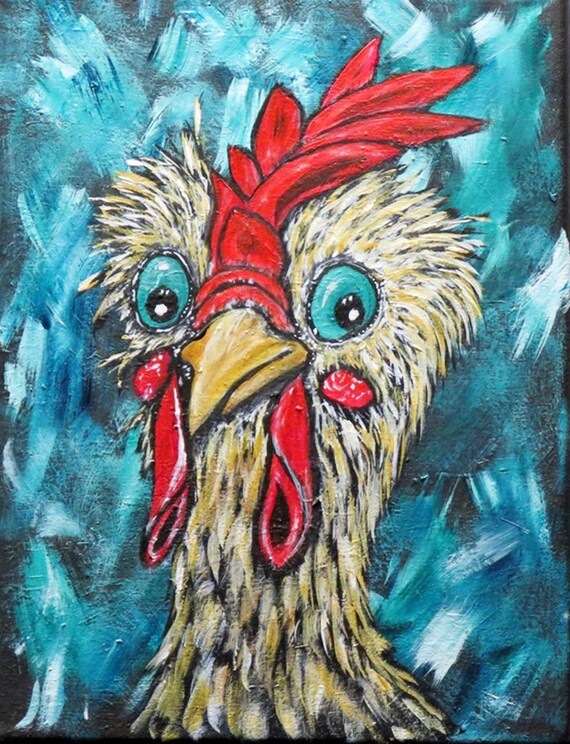 Chicken Art ACEO Print Whimsical Chicken ACEO art card from | Etsy